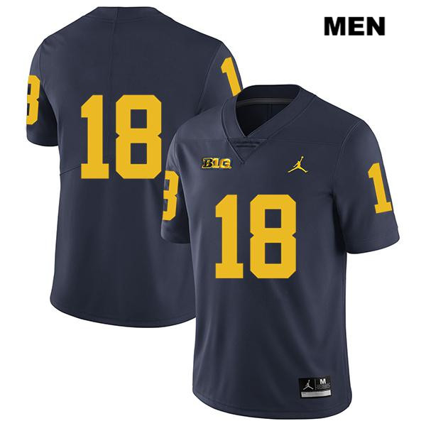 Men's NCAA Michigan Wolverines Luiji Vilain #18 No Name Navy Jordan Brand Authentic Stitched Legend Football College Jersey RY25Q65FE